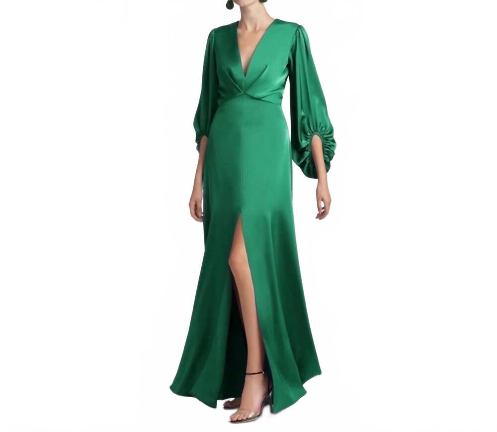 NEW SACHIN & BABI jenny satin crepe gown in green